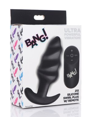 Bang! 21X Vibrating Butt Plug w/Remote Control - Black