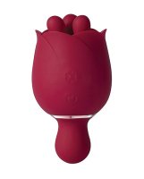 Rosewyn Rotating Rose Toy Vibrator & Pinpoint Stimulator - Red