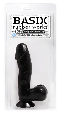 BASIX RUBBER WORKS BLACK 6.5IN DONG W/ SUCTION CUP