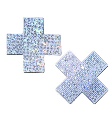 Plus X Crystal Cross Pasties - Silver *