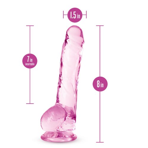 NATURALLY YOURS 8IN ROSE CRYSTALLINE DILDO