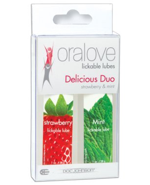 Oralove Delicious Duo Flavored Lube - Strawberry & Mint