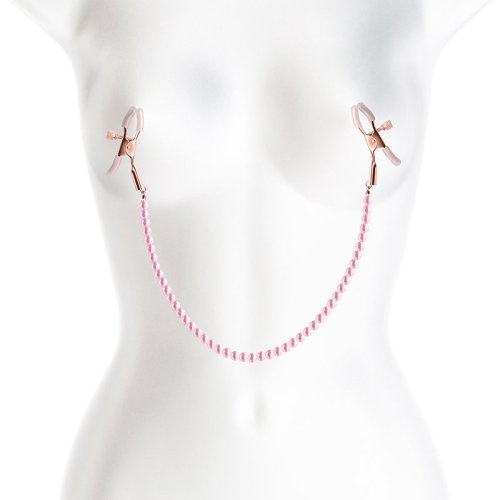 Bound Nipple Clamps - DC1 - Pink Beads