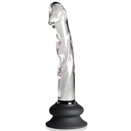 PLEASURE CRYSTALS 7 IN GLASS DILDO W/ SILICONE BASE