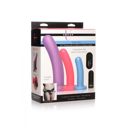 Triple Peg 28X Vibrating R/C Dildo Set