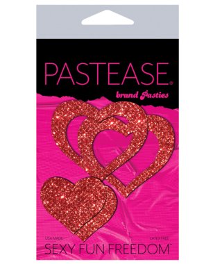 Pastease Premium Glitter Peek a Boob Hearts - Red O/S