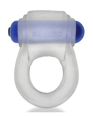 Hunkyjunk Revring Cock Ring w/Vibe - Clear w/Blue Vibe