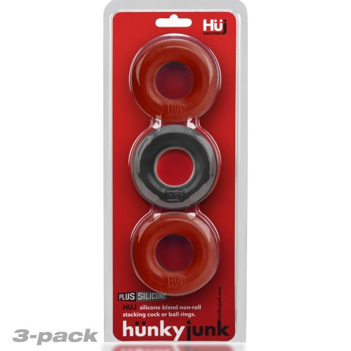 HUNKYJUNK HUJ C-RING 3PK CHERRY & TAR ICE (NET)