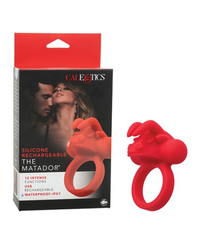 Couple\'s Enhancer Silicone Rechargeable The Matador Enhancer w/Triple Stimulation - Red