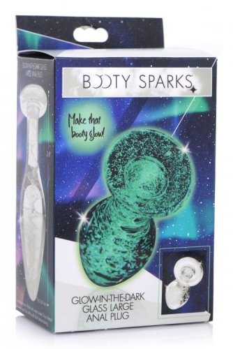 BOOTY SPARKS GLOW-IN-THE-DARK GLASS ANAL PLUG LARGE