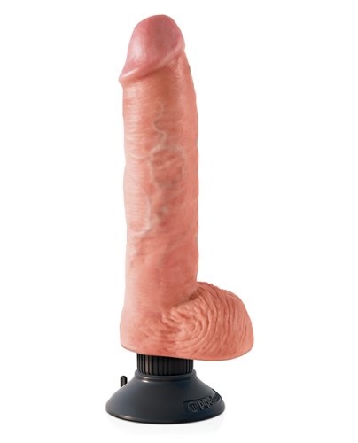 King Cock 10\" Vibrating Cock w/Balls - Flesh