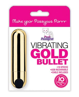Pink Pussycat Vibrating Bullet - Gold