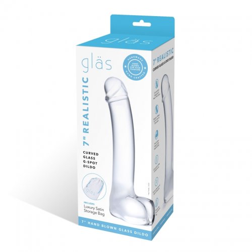 GLAS 7 REALISTIC CURVED GLASS G SPOT DILDO \"