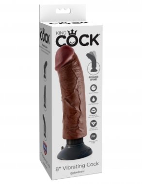 KING COCK 8 IN COCK BROWN VIBRATING