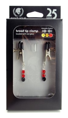BROAD TIP CLAMP W/RED BEADS