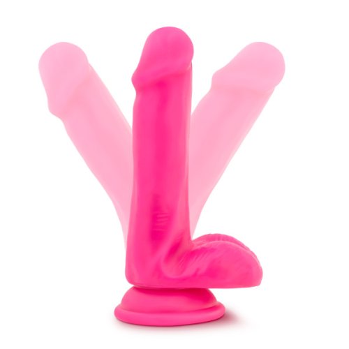 NEO 6 DUAL DENSITY COCK W/BALLS NEON PINK \"