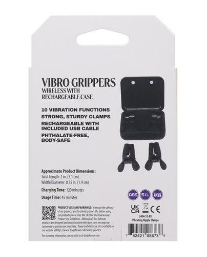 Merci Vibro Grippers Rechargeable Vibrating & Wireless Nipple Clamps - Black