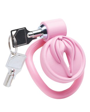 Master Series Pussification Vulva Locking Chastity Cage - Pink