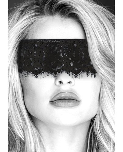 Shots Ouch Black & White Lace Mask w/Elastic Straps - Black