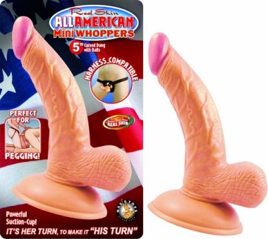 ALL AMERICAN MINI WHOPPERS 5IN CURVED DONG W/BALLS FLES