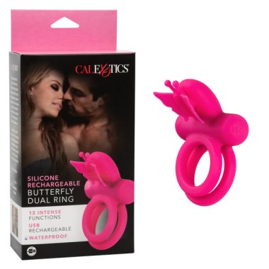 SILICONE RECHARGEABLE BUTTERFLY DUAL RING