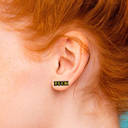 FUCK Earrings - Sparkle Gold/Black