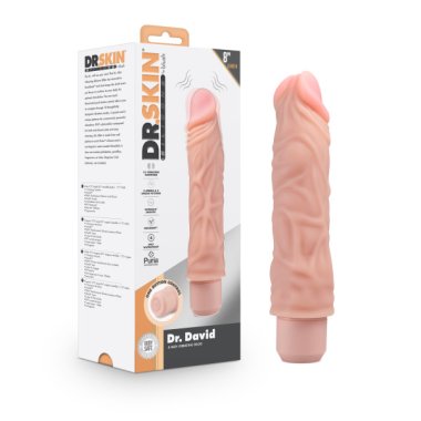 DR. SKIN SILICONE DR. DAVID 8 IN VIBRATING DILDO BEIGE