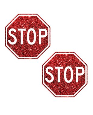 Neva Nude Stop Sign Glitter Pasties - Red O/S