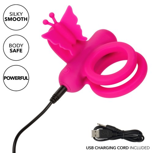 SILICONE RECHARGEABLE BUTTERFLY DUAL RING