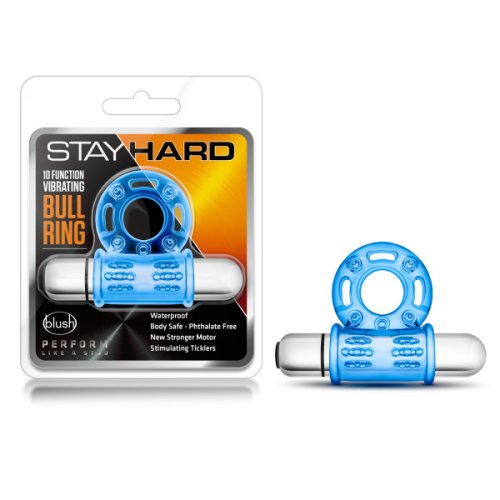 STAY HARD 10 FUNCTION BULL RING BLUE VIBRATING