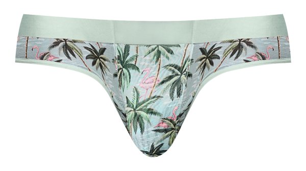 SHEER PRINTS THONG FLAMINGO S/M