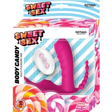 SWEET SEX BODY CANDY SILICONE TOY W/ TONGUE & BEADS MAGENTA