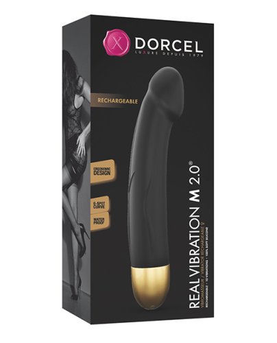 Dorcel Real Vibration M 8.6\" Rechargeable Vibrator 2.0 - Black/Gold