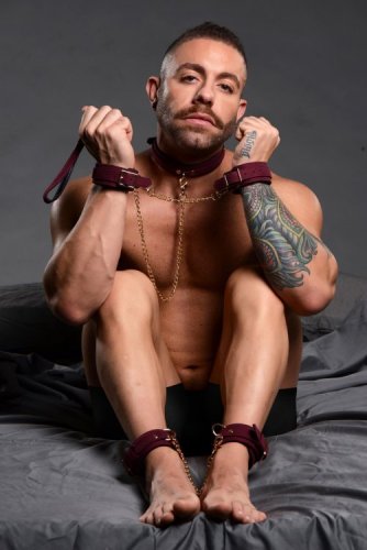 MASTER SERIES 6PC VELVET BONDAGE SET BURGUNDY