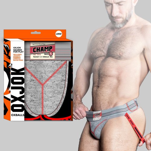 CHAMP, vintage sweatshirt jockstrap, GRAY HEATHER, LARGE