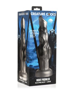 Creature Cocks Night Prowler Silicone Dildo - Large Black/Silver