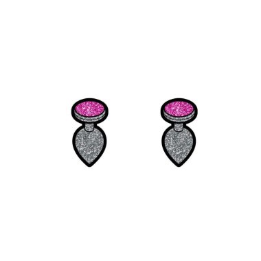 Gem Butt Plug Earrings - Pink/Silver