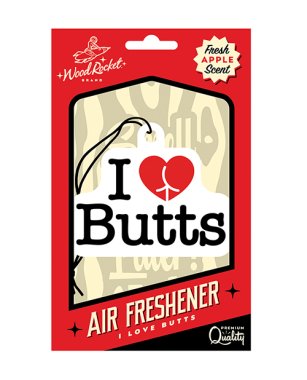 Wood Rocket I Love Butts Air Freshener - Apple