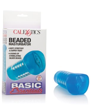 Basic Essentials Beaded Masturbator - Blue