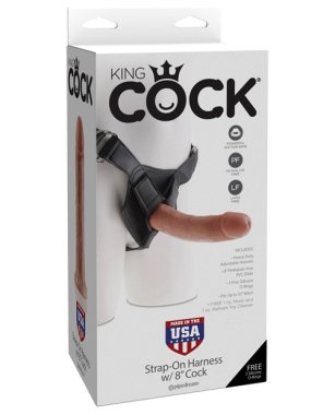 King Cock Strap-On Harness w/8" Cock - Tan