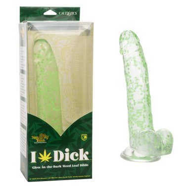 NAUGHTY BITS I LEAF DICK GLOW IN THE DARK WEED LEAF DILDO