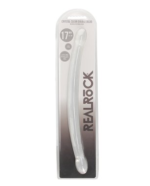 Shots RealRock Crystal Clear 17" Double Dildo - Transparent