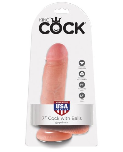 King Cock 7\" Cock w/Balls - Flesh