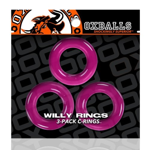 WILLY RINGS 3 PK COCKRINGS HOT PINK (NET)