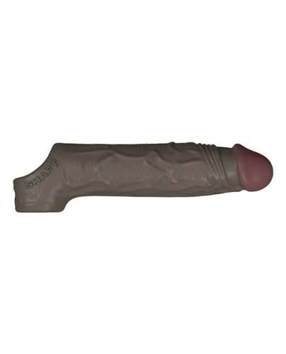 Shaft Flexskin Liquid Silicone 7.8\" Vibrating Sheath - Mahogany