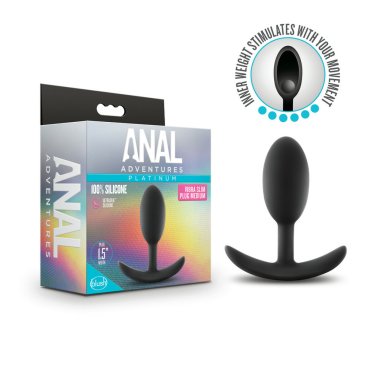 ANAL ADVENTURES PLATINUM SILICONE VIBRA SLIM PLUG MEDIUM BLACK