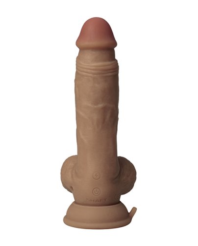 Shaft Flexskin Liquid Silicone 7.5\" Vibrating Dong w/Balls - Oak