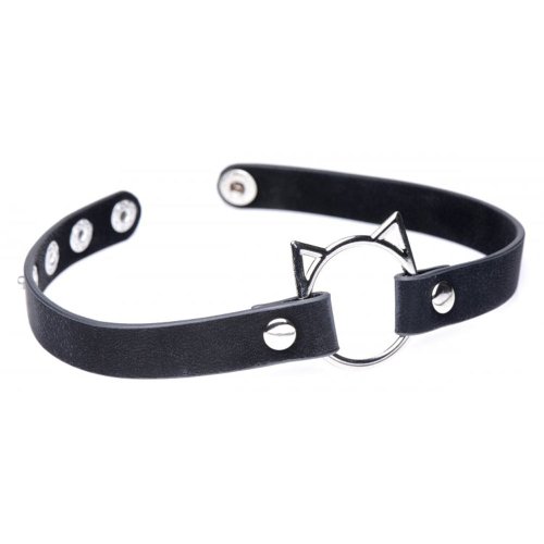 Kinky Kitty Ring Slim Choker - Black