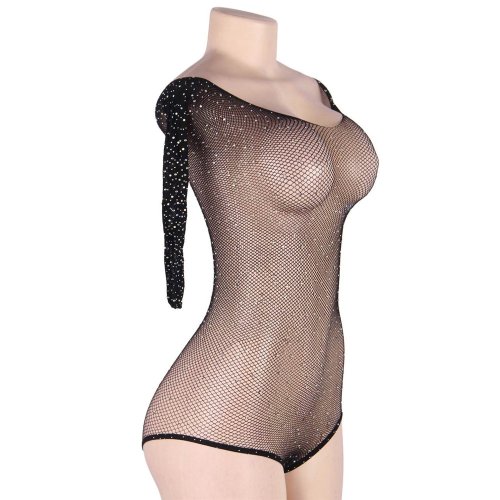 Black Fishnet Sparkle Bodysuit L/XL *