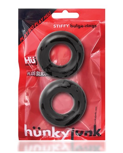 Hunky Junk Stiffy 2 Pack Cockrings - Tar Ice